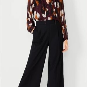 Ann Taylor Black Pull-on Wide-Leg Pants